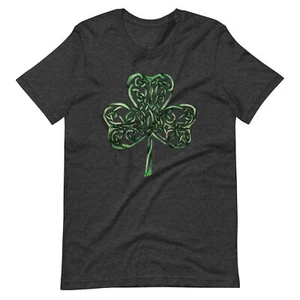Celtic Knot Irish Shamrock Design T-Shirt, Short Sleeve Ultra Soft Shirt - Picture 1 of 9