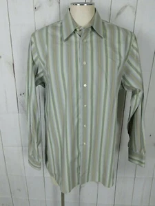 Calvin Klein Gray Yellow Striped Collared Long Sleeve Button Shirt  16 1/2 - Picture 1 of 4