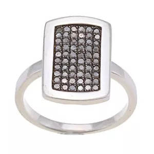 Sterling Silver 1/2ct Micro Pave Black Diamond Ring (G-H, I1-I2) - Picture 1 of 5