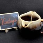 Vintage Pfaltzgraff Pottery Ceramic Gravy Boat Sauce Double Spout Brown Drip 