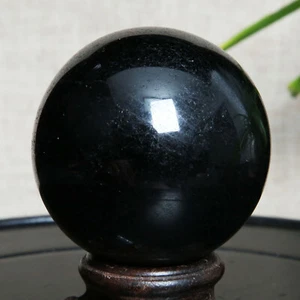 B1367-420g Natural Black Tourmaline Crystal Sphere Round Crystal Ball Healing - Picture 1 of 11