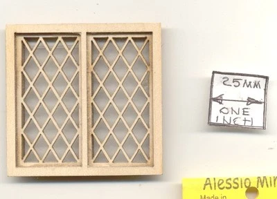 Half Scale - Tudor Double Window 2126HS wood dollhouse miniature 1/24 scale USA - Image 1 of 2