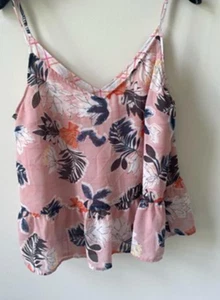 A New Day Floral V Neck Peplum Cami Top L - Picture 1 of 1