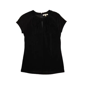Top negro Max Mara para mujer | Cuello abertura de diseñador de gama alta vintage manga corta - Imagen 1 de 4
