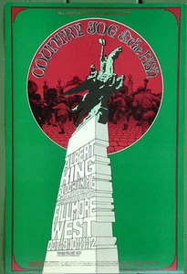 BG195 Country Joe & The Fish•Albert King 1969 Póster Original Fillmore Tuten - Imagen 1 de 1