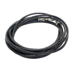 Gargantilla de cuero BVLGARI 2 filas pulsera 2 vías negro accesorios Aq10025 - Imagen 1 de 3
