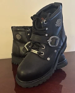 Botas Harley Davidson Mujer Talla 6 Cuero Negro Desteñido Glory Moto 81048 BONITAS - Imagen 1 de 11