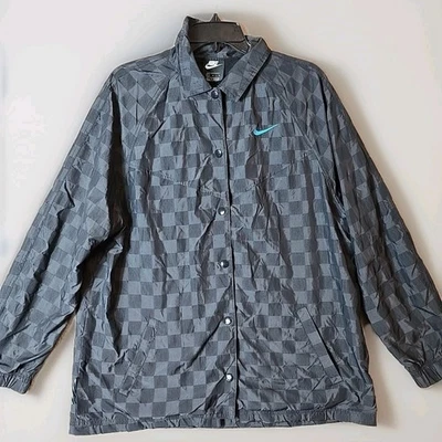 Nike Icon Clash Coaches Jacket Women's Size L Black Windbreaker Oversized Snap  - Image 1 of 4