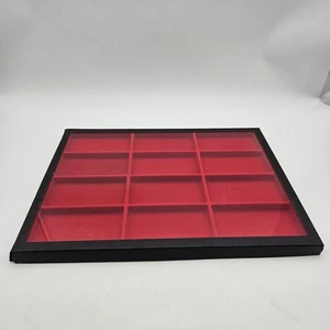 Jewelry Tray Cube Display 12 Slot 16" x 12" x 0.5" Flocked Red, Glass Top *Read - Picture 1 of 8