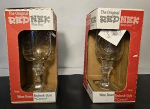 2 bicchieri da vino originali Rednek stile Redneck Ball Mason barattolo con coperchio di Carson NUOVI - Foto 1 di 12
