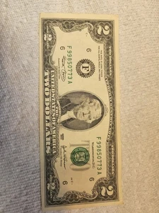 2003 - $2 Two Dollar Bill Very Uneven Cut . Nice Condition - Picture 1 of 10