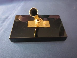 Vintage Sheaffer's ~personalisiert~ Schreibtisch Stifthalter schwarz Glas (ohne Stift) - Bild 1 von 12