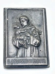 1900 Alt St. Anthony from Padua Small Relic Plaque Heiligenbild, Reliquientafel - Bild 1 von 3