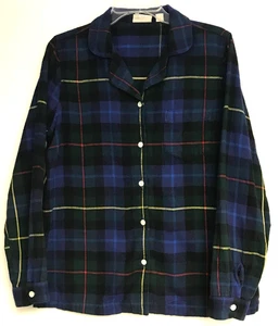 LL Bean Women's Blue Plaid Flannel Shirt Small 100% Cotton - Picture 1 of 10