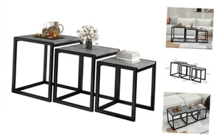 Nesting Table Set of 3 Side Tables, Modern Coffee Table Stacking End Table - Picture 1 of 8