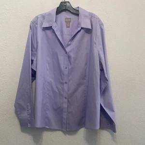 Chico's 3 US XL Women’s  Wrinkle Resistant Long Sleeve Purple Shirt 100% Cotton - Picture 1 of 7