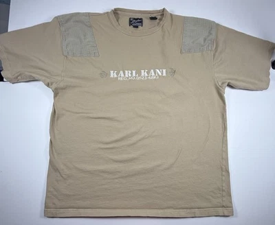 Camiseta vintage Karl Kani para hombre talla 2XL beige tostado hip hop parches en el hombro Y2K Foto 1 de 4