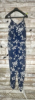 Gap womens spaghetti string pocket wide leg jumper L floral blue - Image 1 of 4