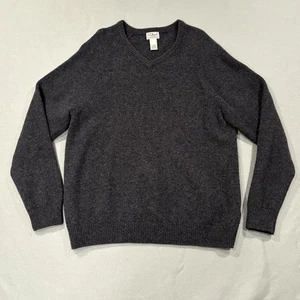 L.L.Bean Pullover Herren XL anthrazit grau V-Ausschnitt 100% Lammwolle Pulli Raglan - Bild 1 von 10