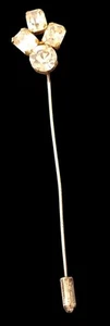 Vintage Diamante Art Deco Style 50s Hat/Stick/lapel Pin Gold Tone Classic Pretty - Picture 1 of 10