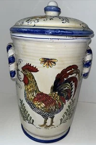 Large Cookie Jar Biscotti Canister Maxcera Rooster Covered 13” Blue Talavera - Picture 1 of 22