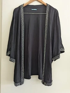 Leifsdottir Anthropologie schwarze offene Strickjacke mit Perlen Gr. M - Bild 1 von 5