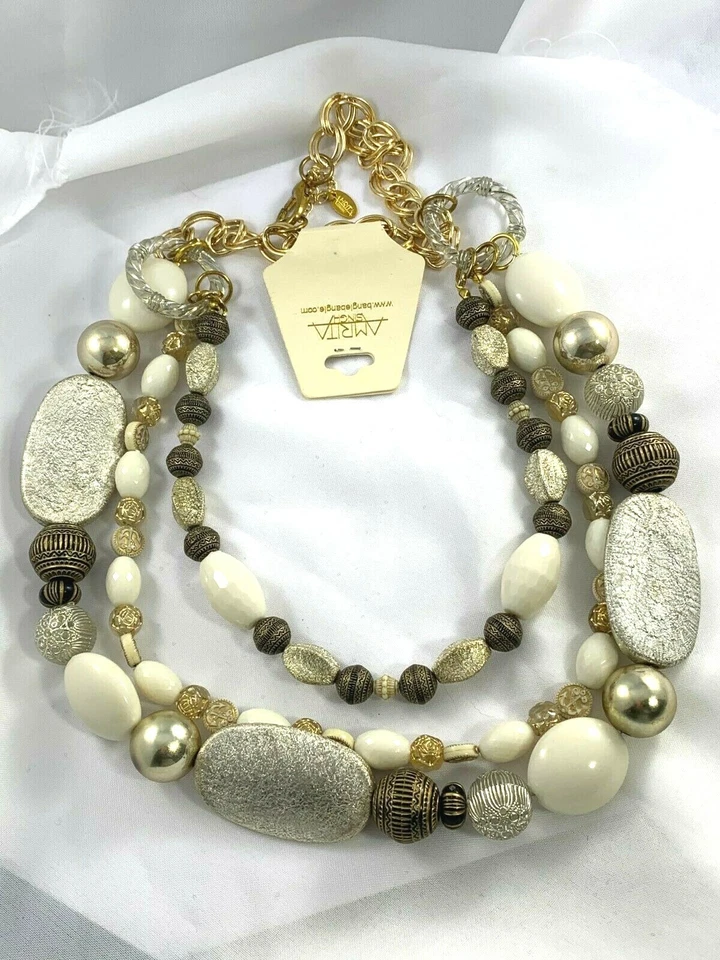 Amrita Singh моды кости и камня бисером цепочка ожерелье NKC64 - Изображение 1 из 1