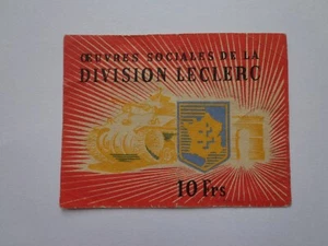 5 Francs Division LECLERC FRANCE 1944 Xx Rare label Some Bends - Picture 1 of 2