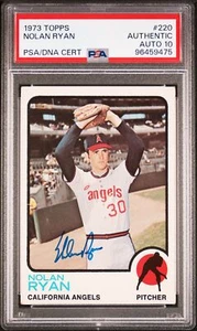 1973 Topps 220 Nolan Ryan HOF Signed PSA DNA Auto 10 Gem Mint - Picture 1 of 2