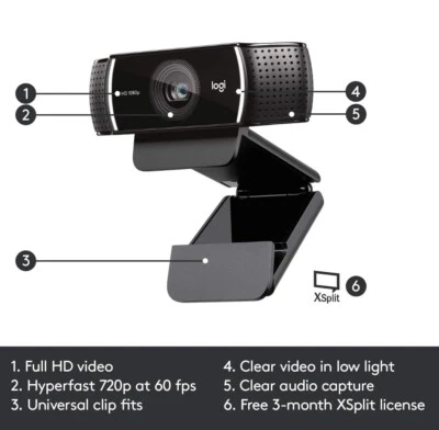 Logitech C922 Pro HD Stream Webcam New - Image 1 of 2