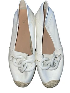 F10# TU flache Damen-Slipper weiß Kunstleder Schnalle mandelförmige Zehenpartie UK-Größe 4 - Bild 1 von 12