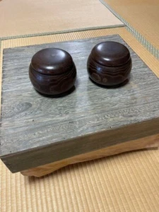 Japanese Wooden Go Board Vtg Igo Game Table Goban Leg Heso Kaya XY12 - Picture 1 of 10