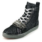FI-2410 Black Silver Glitter Lace up High top Sneaker Encore by Fiesso 