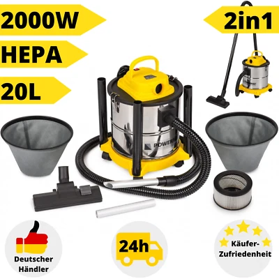 Aschesauger Kaminsauger 2in1 Elektro Staubsauger 2000W HEPA Filter Grillsauger