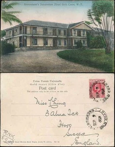 GOLD COAST 1908 VICTORIABORG CANCEL on PPC GOVERNMENT SANATORIUM ABURI - Picture 1 of 1