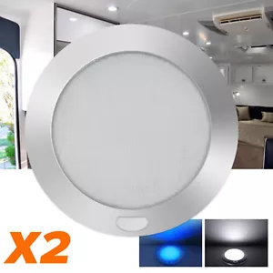 2x 12v LED Ceiling Lights Caravan Programmed Switch Cool White/Blue Down Lamp - Picture 1 of 8