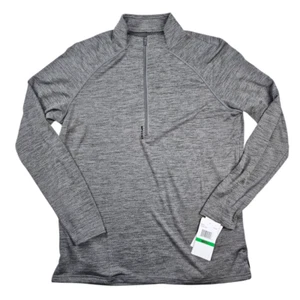Spyder Active Pullover Mens Large Gray Black Performance Quarter Zip Pockets - Picture 1 of 14