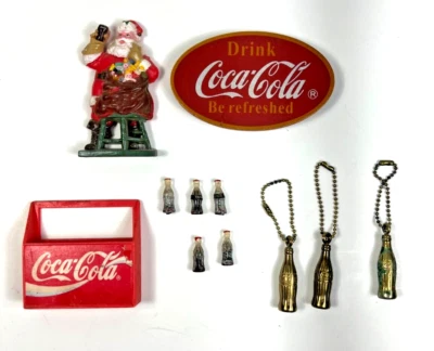 Lot Of 11 Coca Cola Brass Keychain Magnet Mini Bottle Coke Soda Dollhouse Vtg - Image 1 of 4
