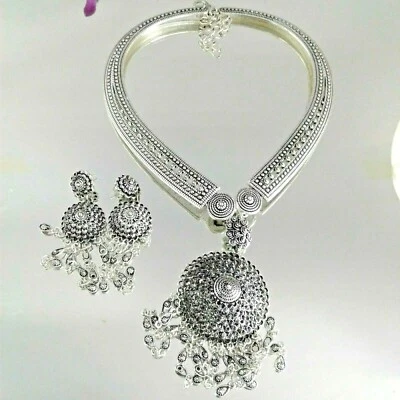 Conjuntos de collar mujer pendiente plata tailandés tradicional vestido disfraces joyería  Foto 1 de 4