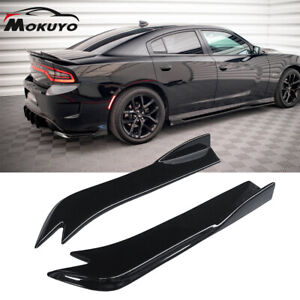 Glossy Black Sport Rear Bumper Diffuser Splitter Canards for Dodge Charger