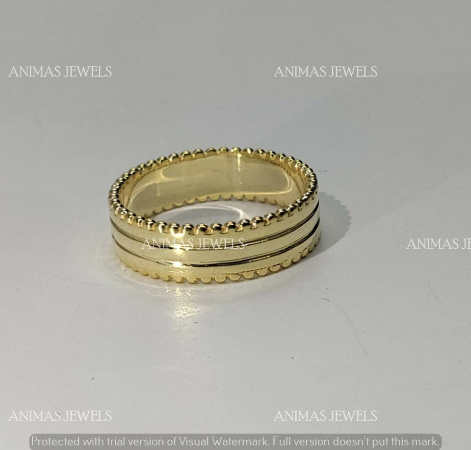 925 Sterling Silver Men's Engagement Wedding Ring Band 14k Yellow Gold Plated - Image 1 of 4