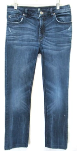 7 For All Mankind Girl's 14 Slimmy Dark Blue Denim Straight Leg Stretch Jeans - Picture 1 of 9