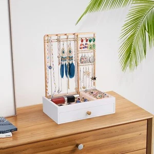 Jewelry Stand Tree with Drawer, Tabletop Jewelry Organizer Display - Picture 1 of 21