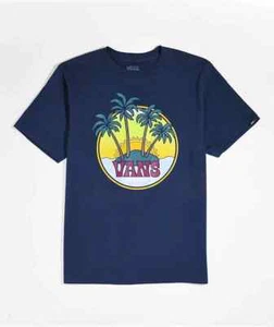 Vans Kids Cotton Four Palm Island Navy T-Shirt XL (14+) - Picture 1 of 2