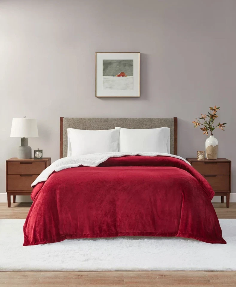 Charter Club Full/Queen Reversible Plush To Sherpa Blanket Red - Image 1 of 1