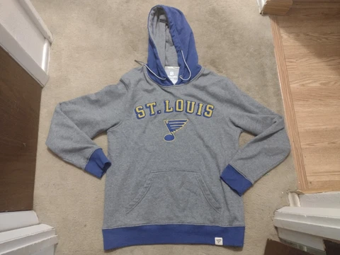 St. Louis Blues Hockey Fanatics Size Medium Gray Hooded Sweatshirt Cover