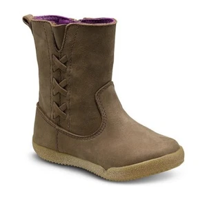 Stride Rite Zora Leather Boot Toddler Kid Girl 5 Brown Purple Criss Cross Zipper - Picture 1 of 11