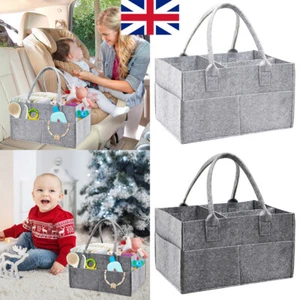 UK Baby Diaper Caddy Organizer Felt Changing Nappy Kids Storage Carrier Bag Grey - Picture 1 of 16