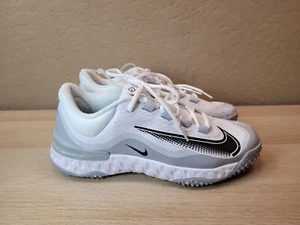 Nike Baseball Alpha Huarache Elite 4 Turf Shoes White Grey Mens 7.5 # FD2743-100 - Picture 1 of 8