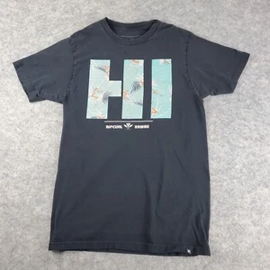 Rip Curl Shirt Mens Small Black Crew Neck Short Sleeve Graphic Hawaii Stretch - Picture 1 of 15